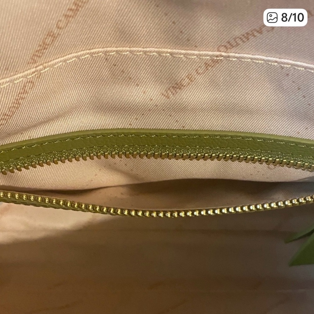 Vince Camuto-Luxury Olive Green Leather Shoulder Bag – Gold Hardware Accent - Picture 6 of 8